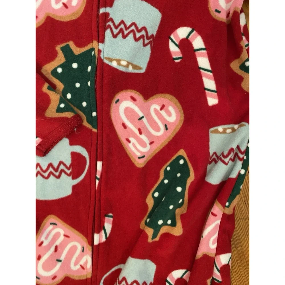2 Carter's Kids Christmas Footie Pajamas Cookies And Reindeer Fleece Zip size 5